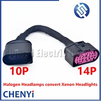 1 Uds. Conector de arnés de conversión de 10P a 14P 1J 0973737   1J 0973835   Para VW Audi faros halógenos convertir cable adaptador de faros de xenón