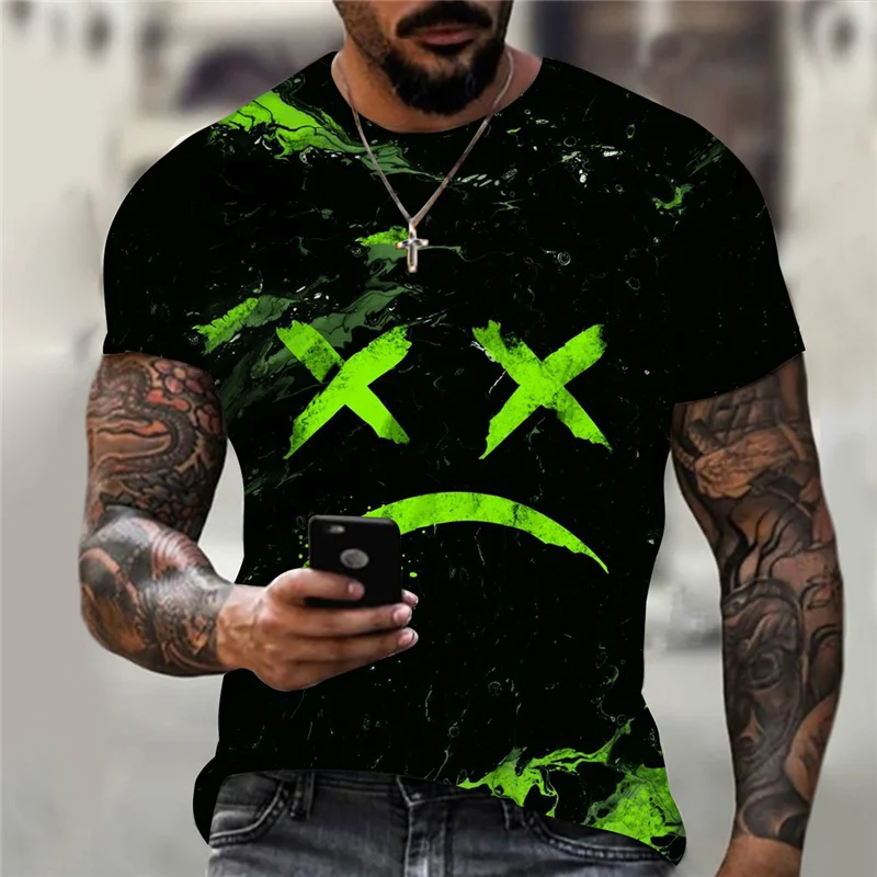 HOT new 2024 3D digital multi-expression printed men\'s short-sleeved sports summer T-shirt plus size xxs-6xl