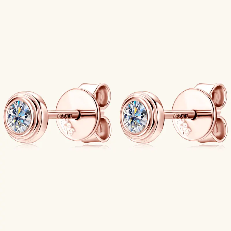 IOGOU D0.10CT Moissanite Diamond Round Stud Earrings 925 Sterling Silver Original Fine Jewelry for Women Girls Anniversary Gifts view 3