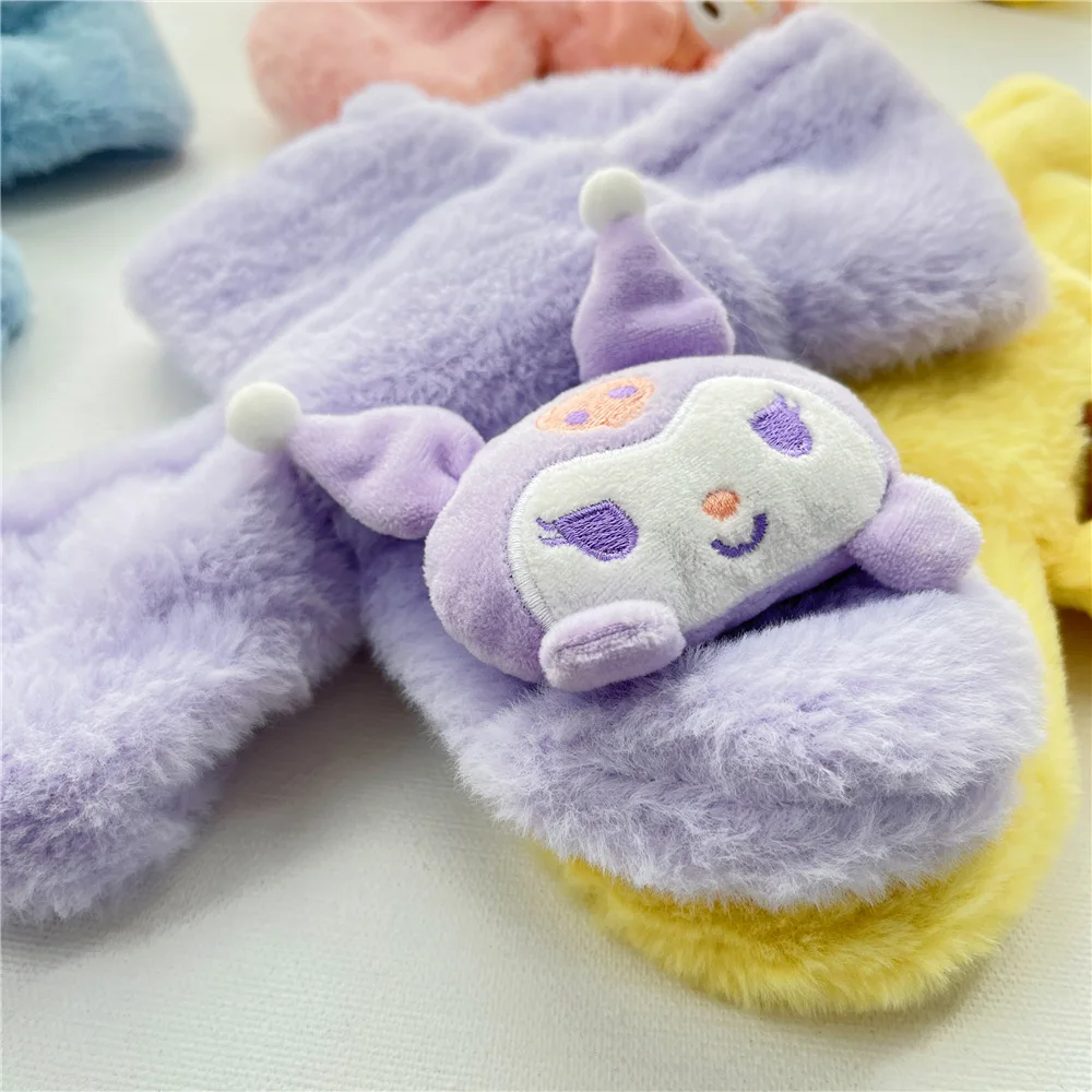 Kawaii Sanrio pluszowy Kuromi szalik dziecięcy Cinnamoroll moja melodia akcesoria anime miękkie zagęszczone szaliki dziecięce dziewczyny śliczne