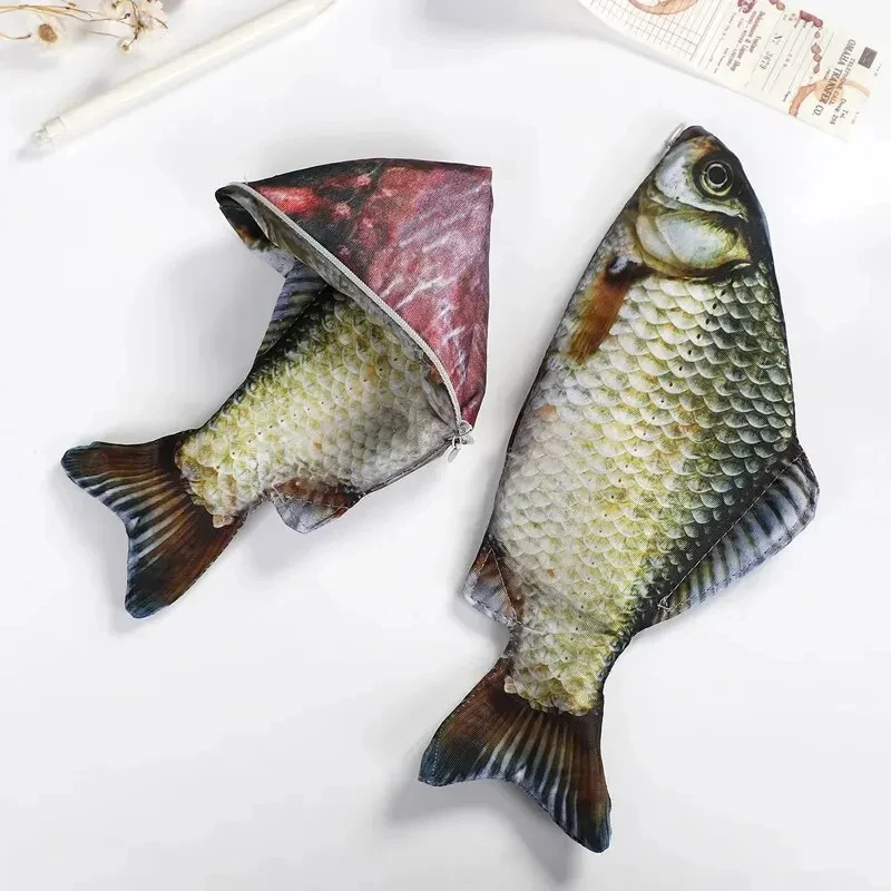 1pc Creative and Quirky Gift Simulated Fish Pen Bag Simulated Crucian Carp Stationery Bag