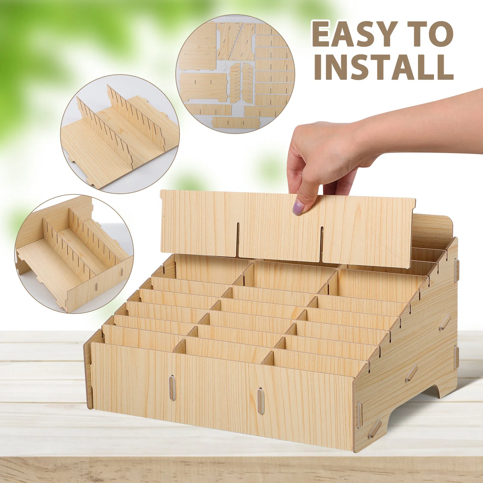 Cell Phone Management Box Wooden Multi-Grid Storage Organizer for Classroom Conference Study Room Phone Holder 30 Grids