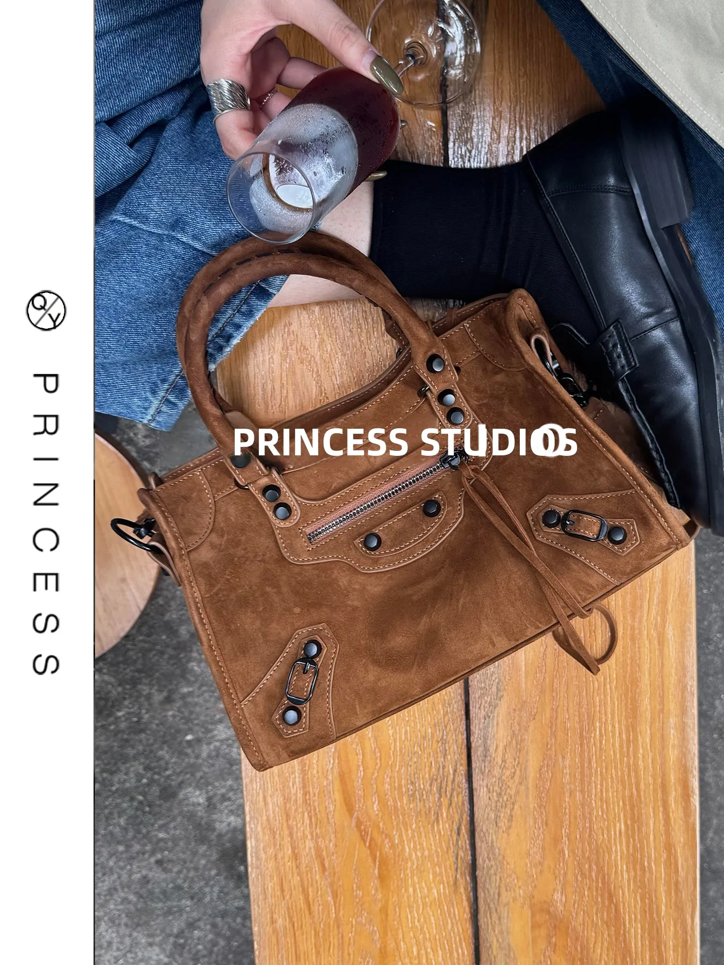 

Retro Motorcycle Sle Suede Handbag Women's Commuter Crossbody Bag Soft Handle Tote Bag Korean Sle Youth Daily Use