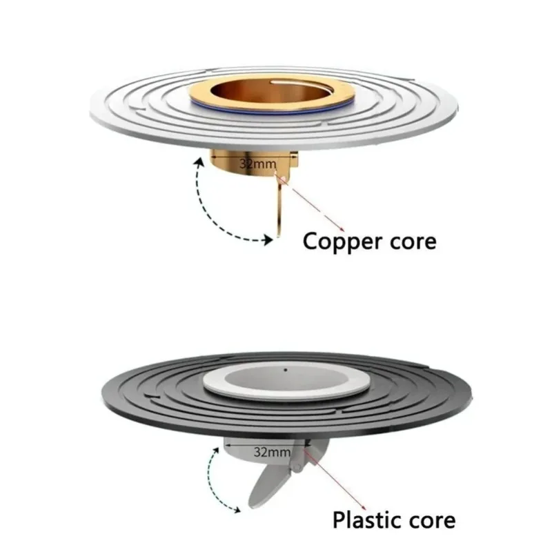 Brass Floor Drain Core Large Size Odor and Insect Proof Floor Drain Core Sewer Rapid Drainage Bathroom Floor Drain Core Quick In