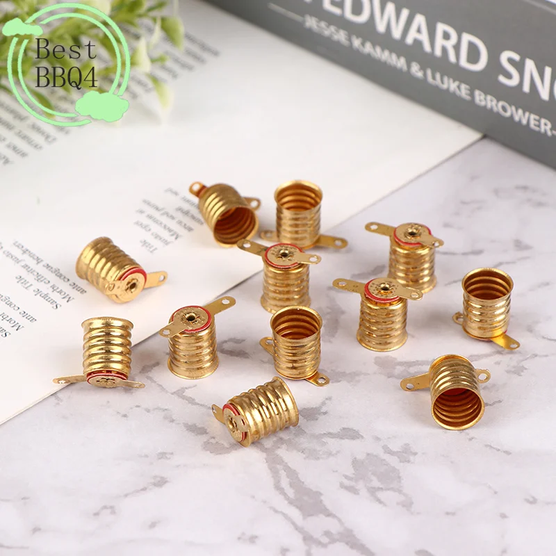 (BBQ4)10Pc E10 Screw-Type Copper Lamp Base Bulb Small Electric Bead Lamp Holder Experiment Circuit Electrical Test Accessory