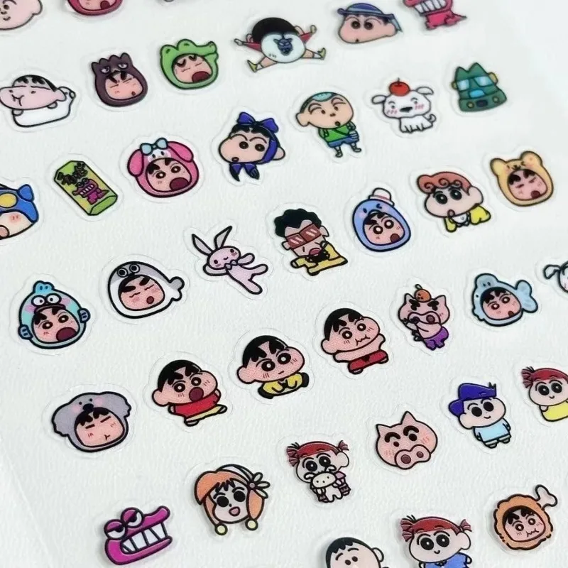 Crayon Shin-chan pegatinas de dibujos animados, figura de Anime, teléfono creativo, taza de agua, monopatín, decoración de guitarra, pegatinas de