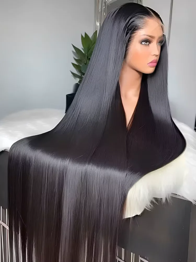 

13x6 Bone Straight Human Hair Wigs 360 Hd Lace Frontal 30 Inch Transparent Lace Front 220 Density 100% Human Hair Wig For Women