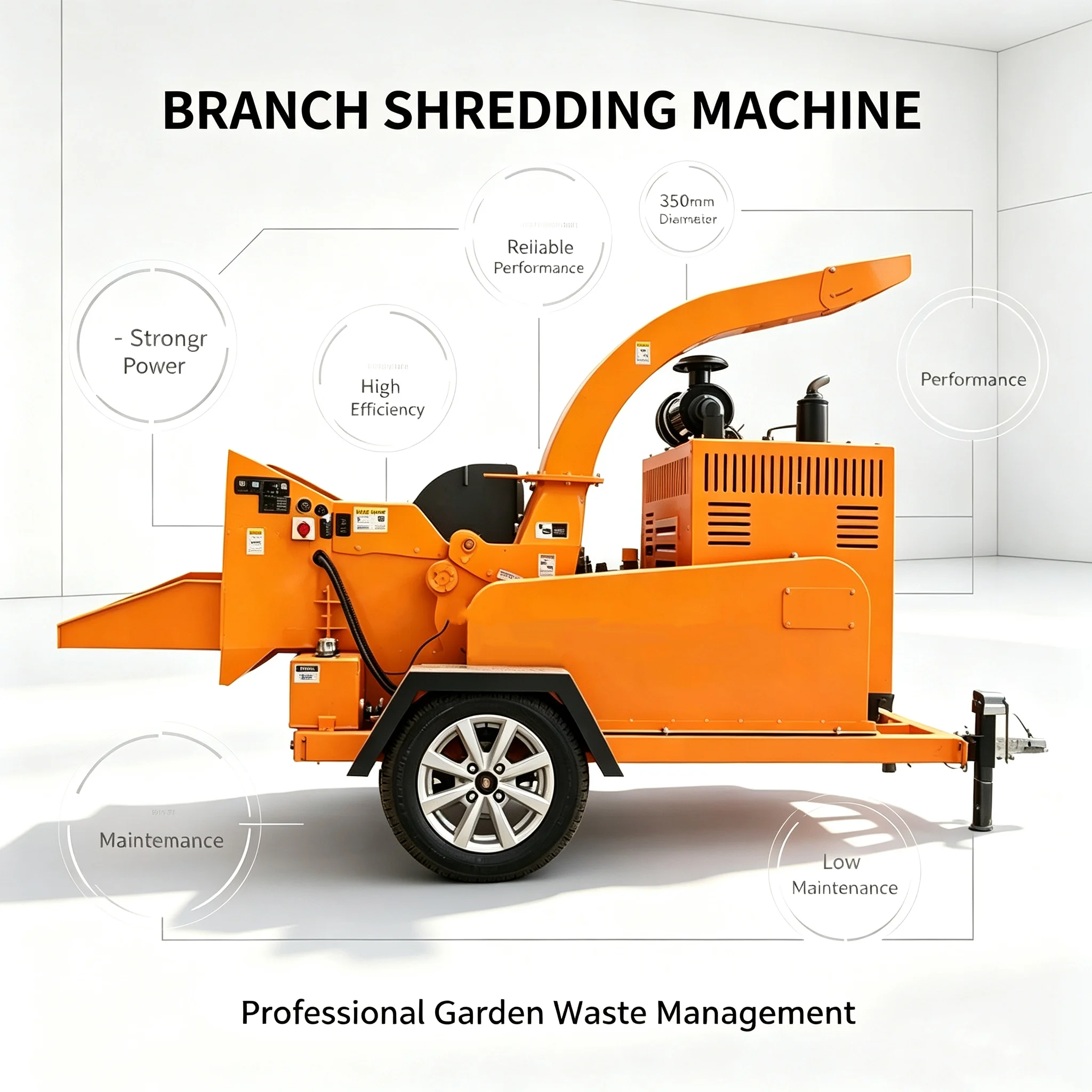 Tree Branch Crusher Wood Chipper Machine Garden Waste Log Shredder Hydraulic Feeding Bamboo Grinding Mulcher Equipment
