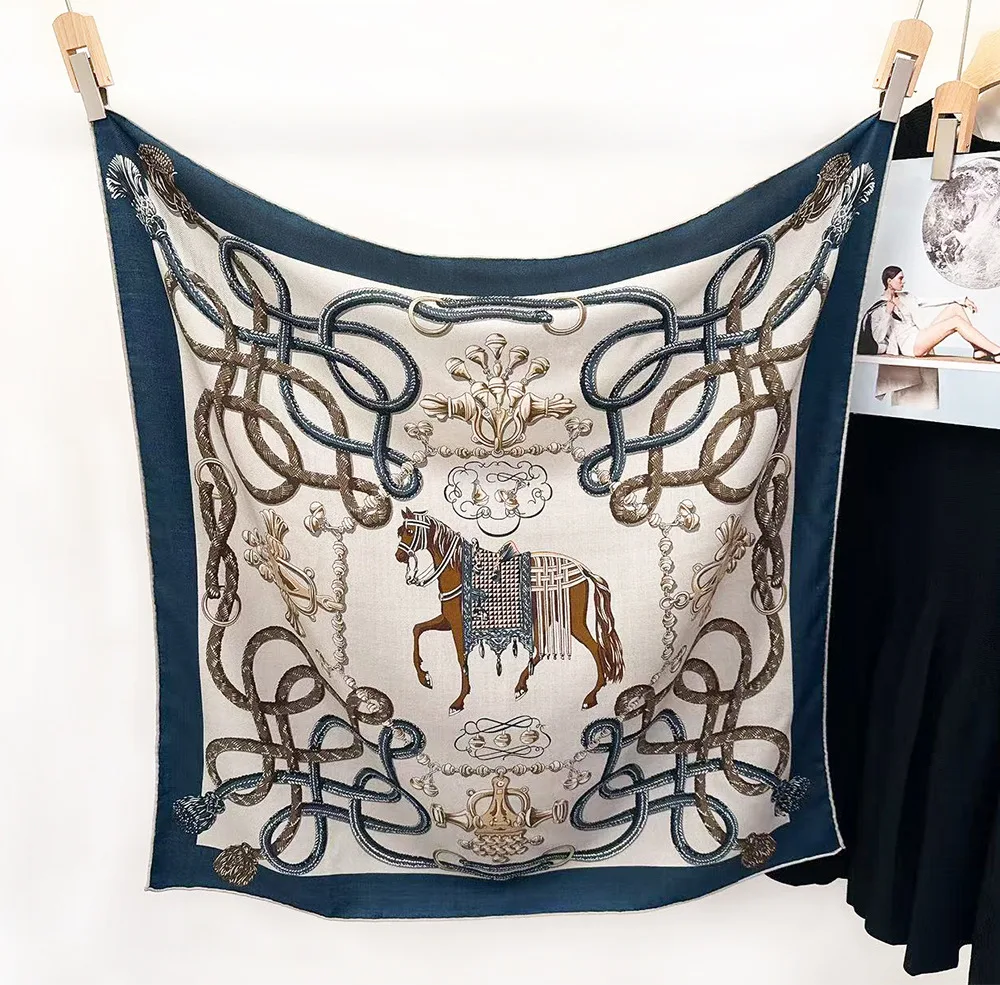 

Шелковый шерстяной шарф 85 см, зимняя шаль, роскошные дизайнерские квадратные банданы, ручные скрученные шали, шарфы, двойное лицо, подарок для мамы