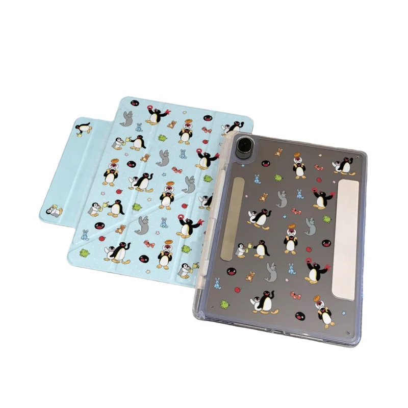 

Penguin Pen Slot Magnetic Buckle Detachable Tablet Case For iPad Mini6 9.7 10.2 10.5 10.7 10.9 11 12.9 13in Pro Air 2024 2025