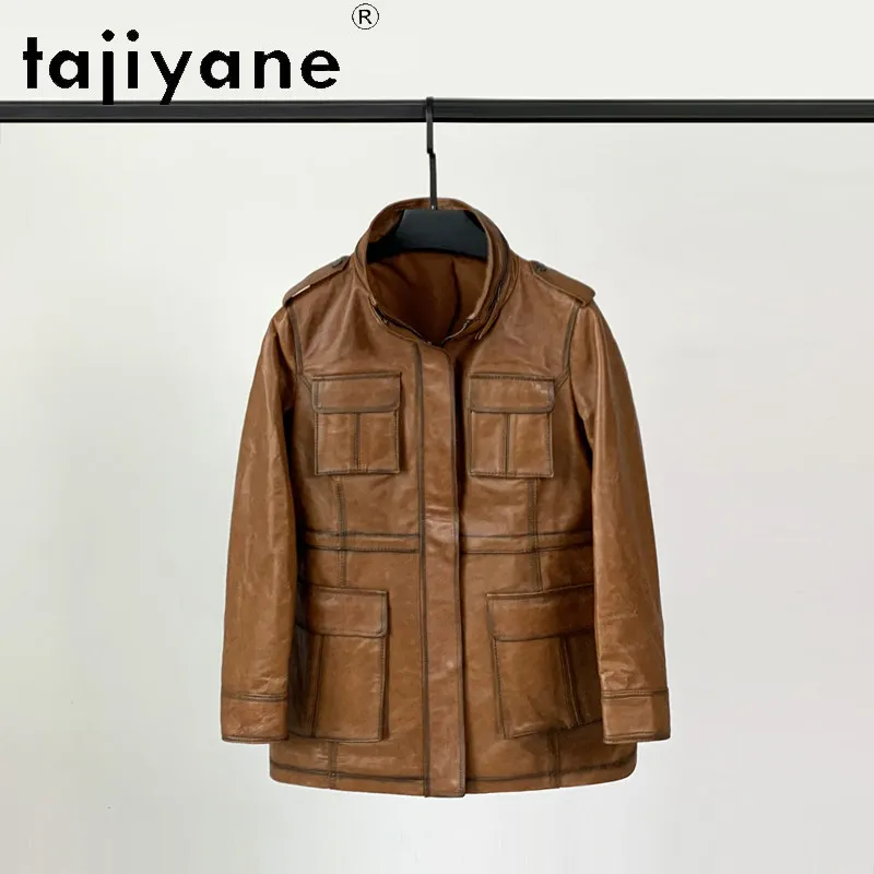 TAJIYANE Genuine Leather Jacket Woman Mid-length Trench Leather Coat Sheepskin Jackets for Woman Clothing Chic Jaqueta Vintage