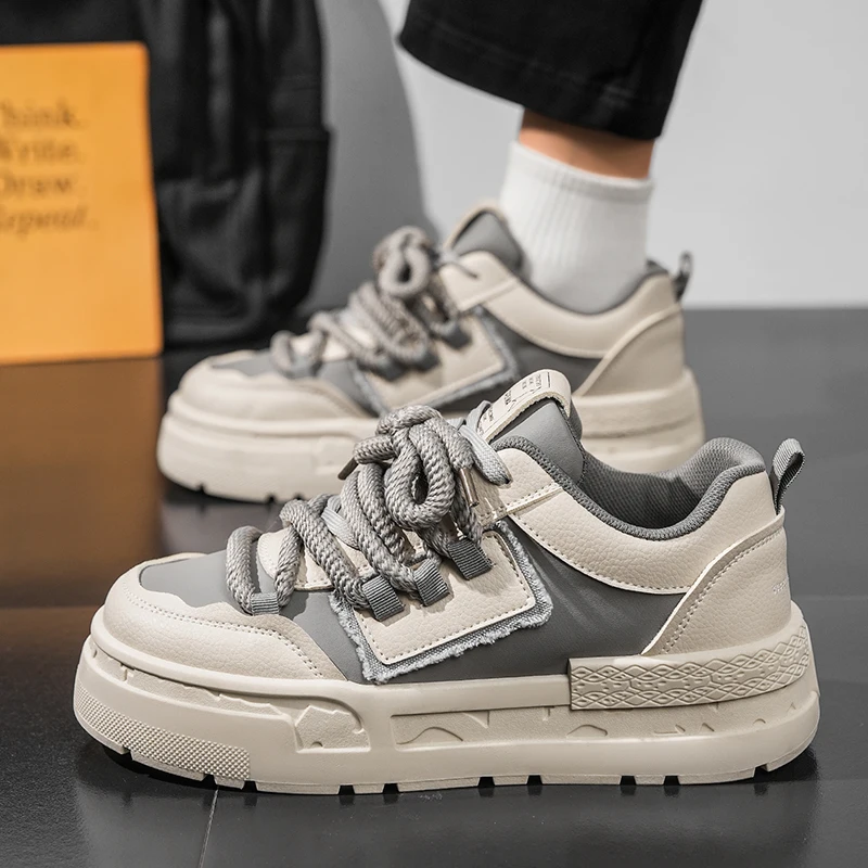 new comfortable and fashionable casual hemp rope thick soled bread shoes, leather surface board shoes, casual shoes for students