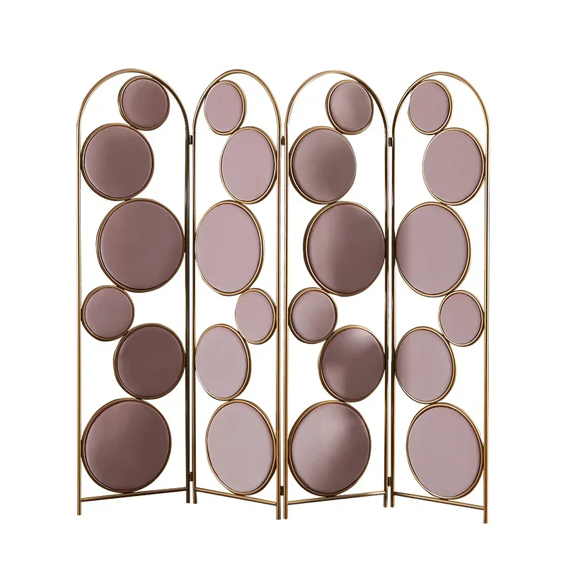 

Light Luxury Household Bedroom Removable Fabric Folding Screen Office Hotel Floor Iron Partition room divider