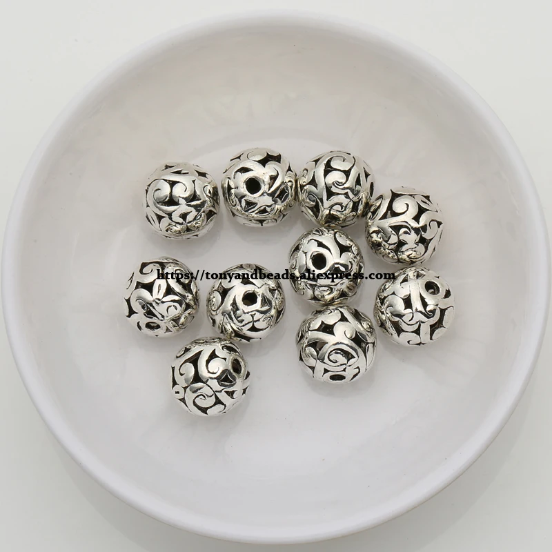 (10Pcs / Lot !) Zinc Alloy Tibetan Antique Silver European Charm Spacer Beads For Jewelry Making Size 10.6x10.6mm AD-18372B