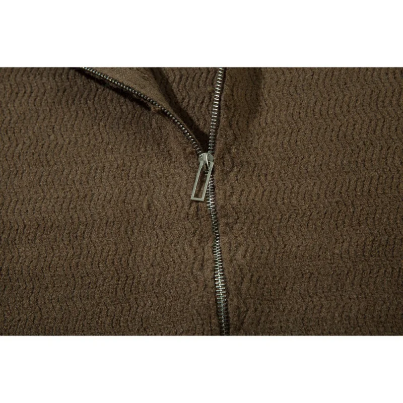 Men's Gray Textured Knit Zip-Up Hooded Cardigan, 2025 Autumn Trend Casual Layering Knitted Outerwear