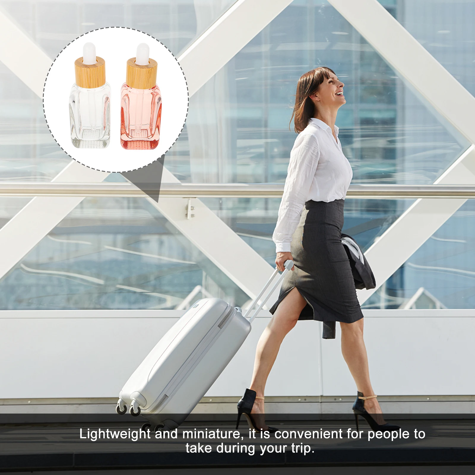 

2pcs Glass Dropper Bottles Refillable Sample Perfume Essential Oil Lotion Containers Leakproof Travel Portable for Aromatherapy