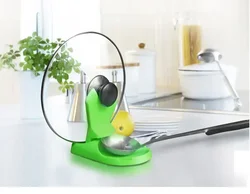 1PC Plastic Pot And Spoon Stand Pan Cover Sucker Bracket Storage Rack Plastic Pot Pan Cover Lid Shell Stand Shelf Holder KX 024