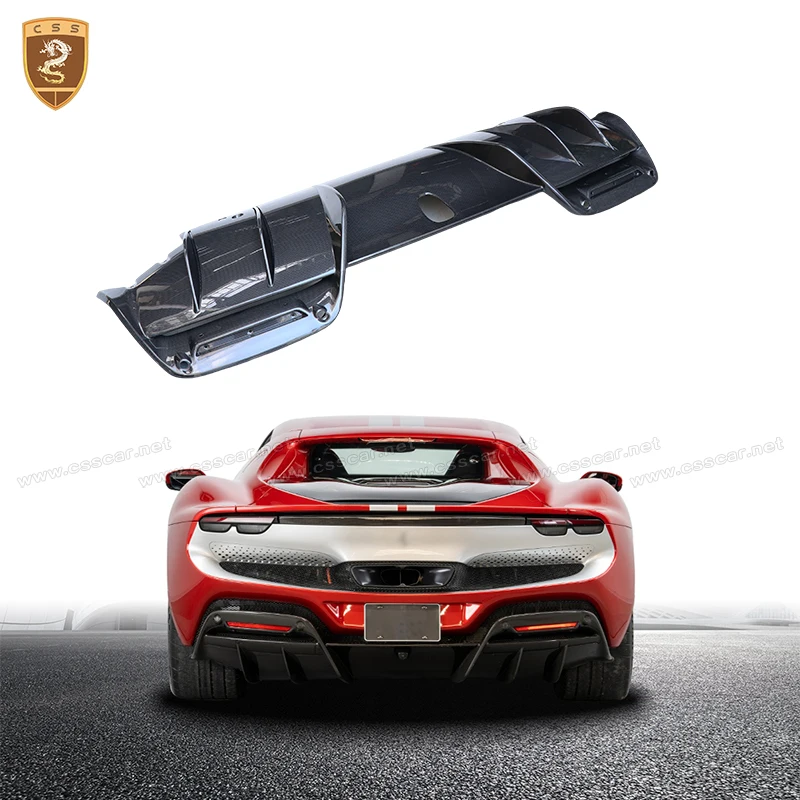 

Rear Diffuser Bumper Lip Spoiler Splitter For Ferrari 296GTB OEM Style Carbon Fiber Look Car Boot Splitter Guard Spoiler Plate