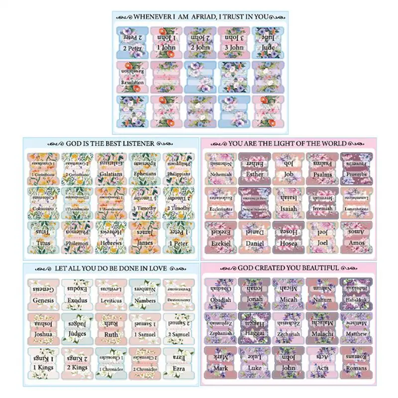 Bible Page Tabs Large Print Laminated Bible Study Tabs For Easy Navigation 5 Sheets Alphabet Bible Stickers Waterproof Bible