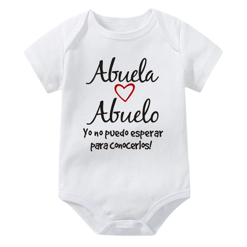 Abuela Abuelo Spanish Baby Newborn Bodysuits Rompers Announcement Pregnancy Reveal Grandparents Grandma Grandpa Surprise Gift