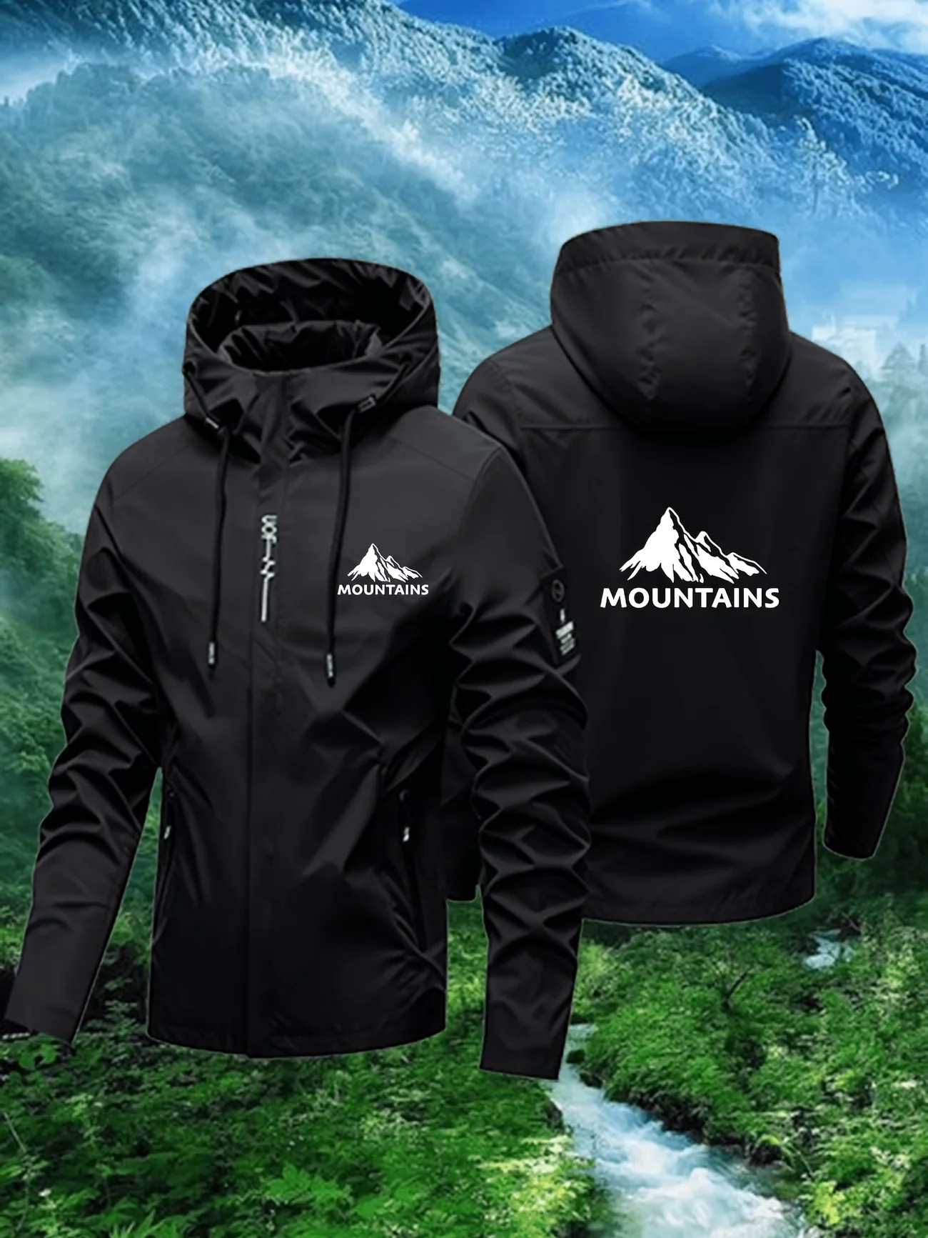 Spring and Autumn Men's Waterproof Hiking Jacket, Windproof and Rainproof Clothing, Suitable for Camping, Hunting, Running, Hiki