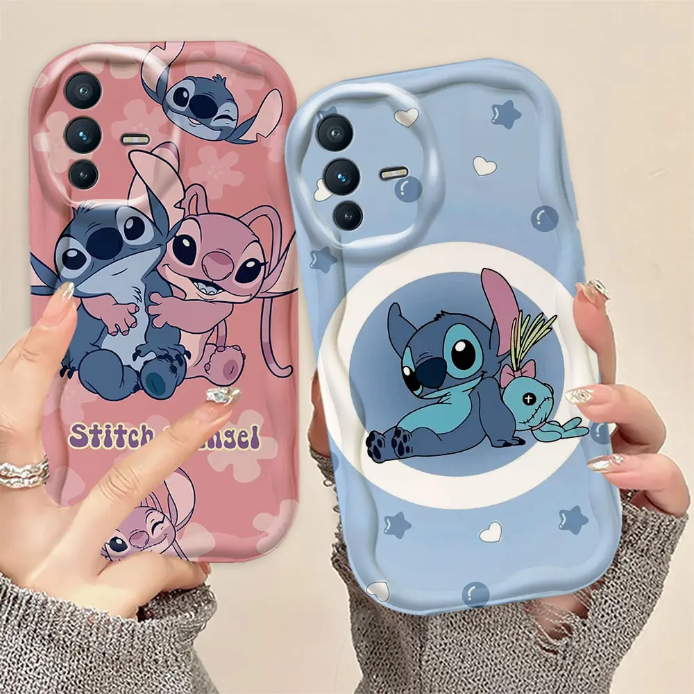 Cartoon D-Disney Cute Stitch 3D Wave Case For VIVO S1 T1 V15 V20 21E V23 V23E V25 V25E V27 V27E V29E V30 V40 V30E Case Funda