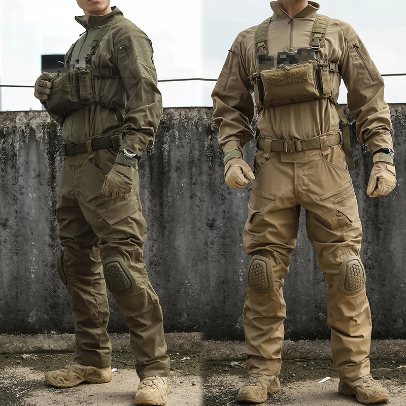 Emersongear Tactical E4 Combat Uniform Set Mens Camouflage Shirts Pants Tops Duty Cargo Trousers Suits Camping Hunting Training