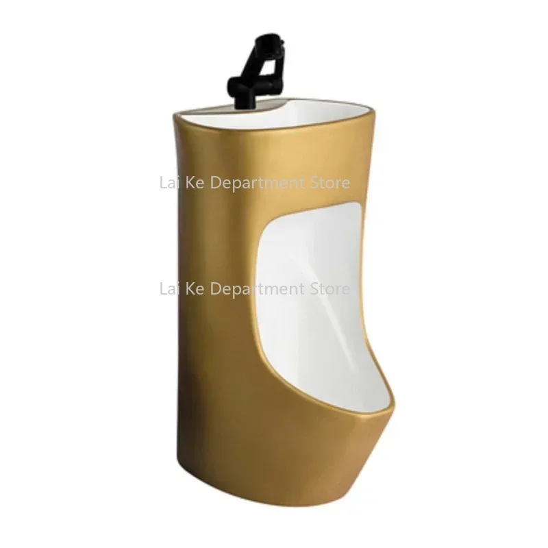 

Gold floor standing ceramic wall mounted household male urinal with washbasin