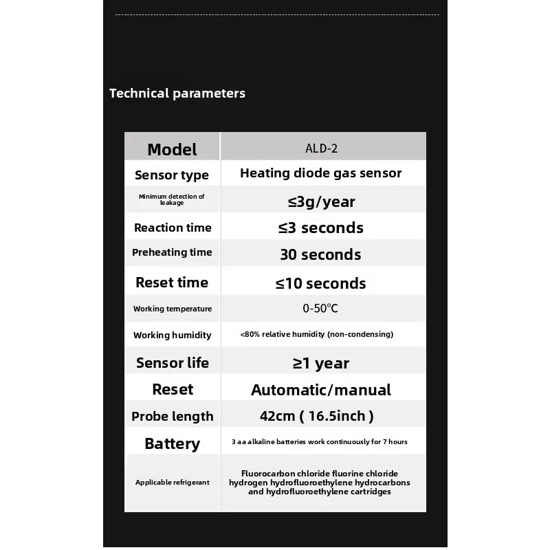 Detector de vazamento de refrigerante ALD-2 Ar condicionado Detector de vazamento de refrigerante R22/R32/R410 Detector de vazamento semicondutor