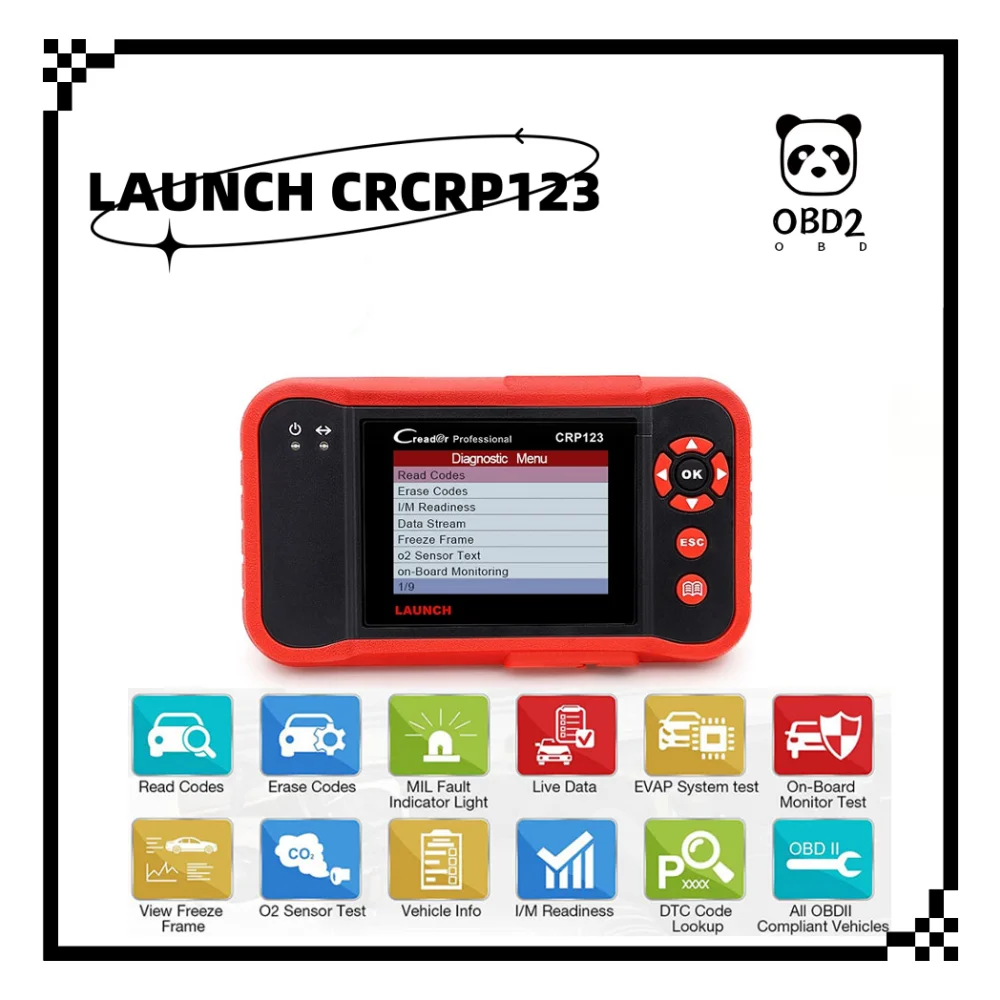 LAUNCH CRCRP123 OBD2 Car Diagnostic Tool Auto Engine ABS SRS Airbag Read Clear Error Code OBD 2 Automotive Scanner pk CR3008