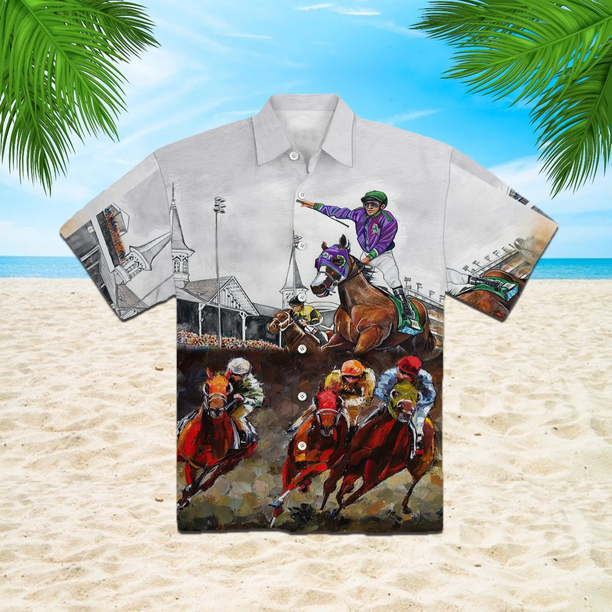 Hawaiian Shirts for Men Velociraptor Shirts Dinosaur Print Summer Casual Button Up Hawaii Shirts