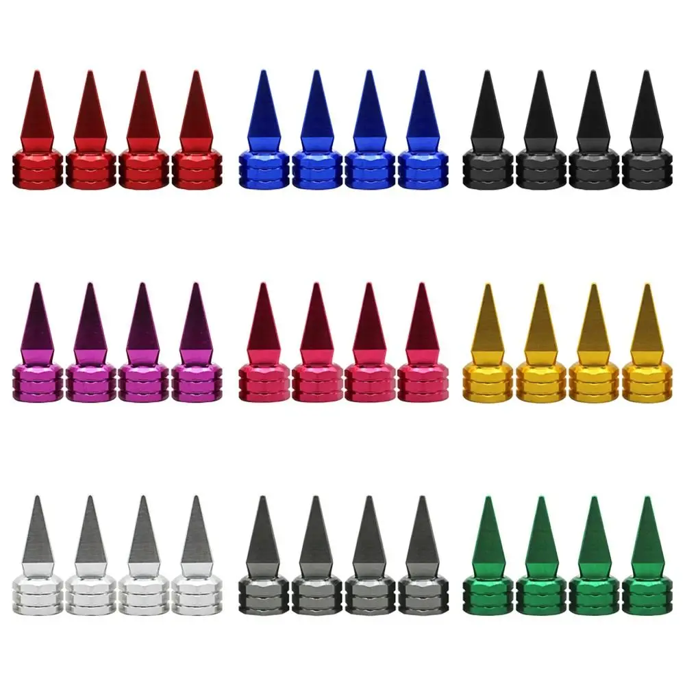 4pcs Personalized Car Modification Sharp Pointed Valve Universal 10 Colors Air Dust Cap Auto Wheel Cap Aluminium Alloy