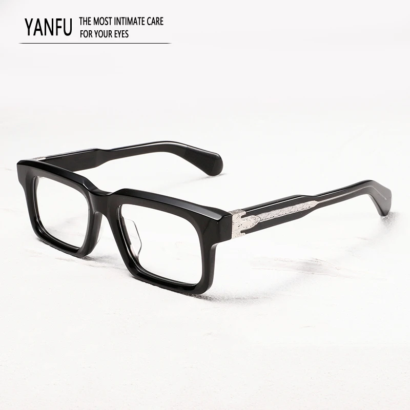 Vintage Rectangle Black Acetate Glasses Frames Brand Fashion for Women Men Reading Prescription Myopia Optical  Eyeglasses