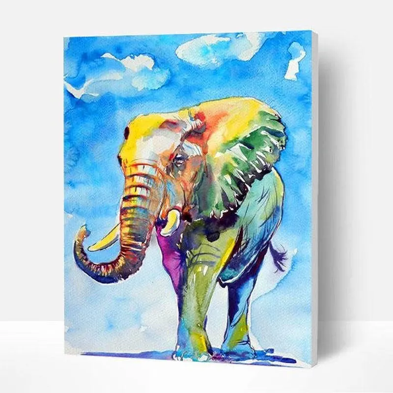 

Paint By Numbers Colorful Animals Elephant Painting Style Diy Oil Kit Handicrafts For Adult For Home Decorate Gift