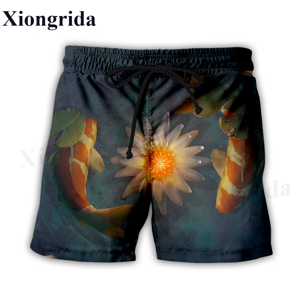 Fashion Clown Fish Print Shorts Men Elastic Waist Beach Shorts Summer Harajuku Casual Shorts Tropical Fish All Over Print Shorts