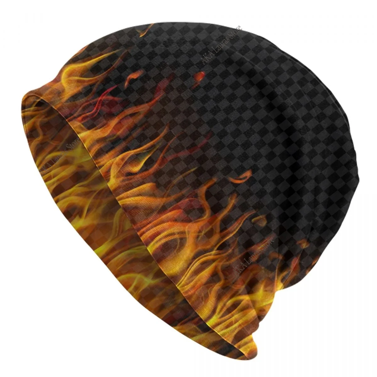 Orange Flames Fire Autumn Female Warm Beanies Double Used Outdoor Bonnet Hats