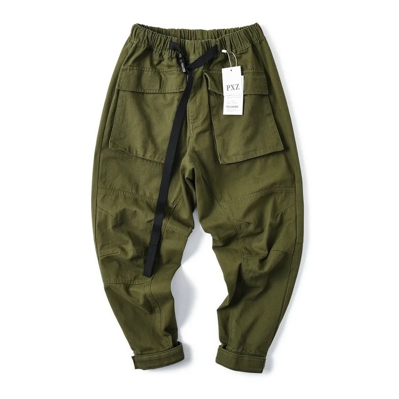 

Retro Japanese Military een Casual Loose Cotton Work Pants Men's Trousers with Multiple kets Youthful Vitali Sle