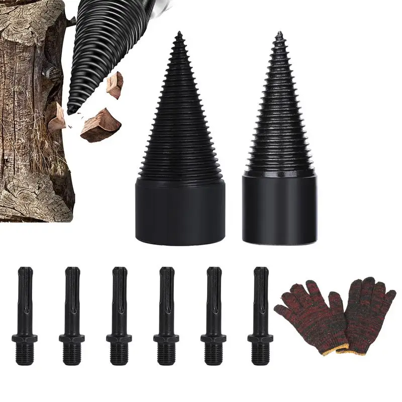 

Cone Screw Wood Splitter 9pcs Drill Cone Splitter For Household Wood Splitting Logs Bits Firewood Log Splitter With Geometric