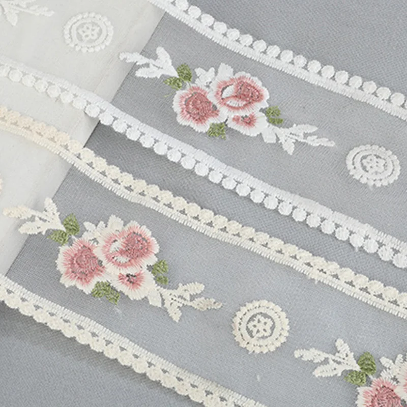 5 Yards Flower Embroidery Lace Ribbon For Bow Making Clothing Decor Sewing Fabric Craft Supplies Needlework Accessories