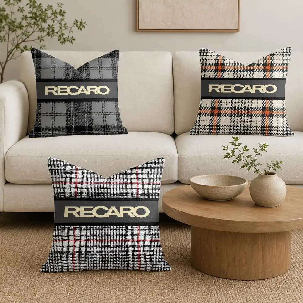 R-R-Recaro Cushion Cover Plush Fabric Soft Double-Sided Printed Sofa Warm Winter Home Gift Pillow Cover
