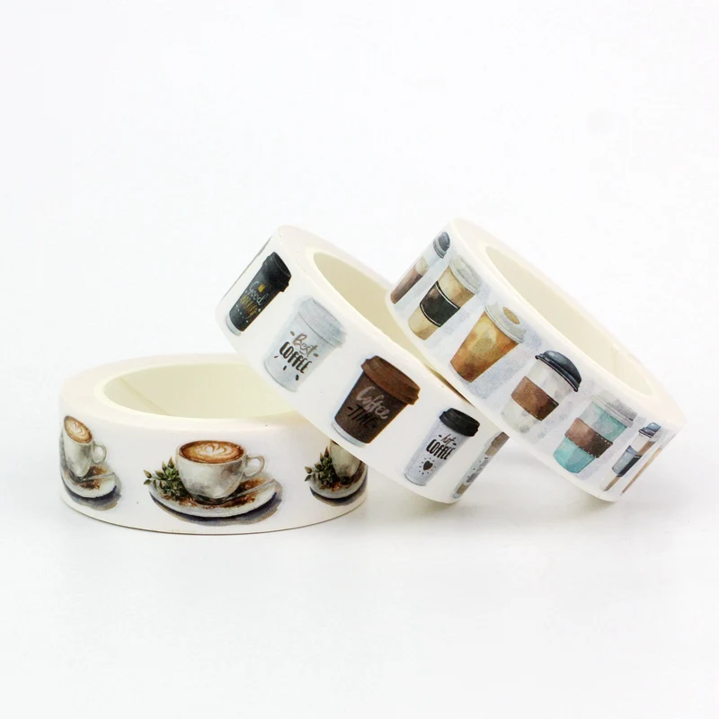 NEW 1PC 10M Decor Kawaii Coffee Cups and Juice Drinks Washi Tape Set for Scrapbooking Journaling Masking Tape Cute Stationery