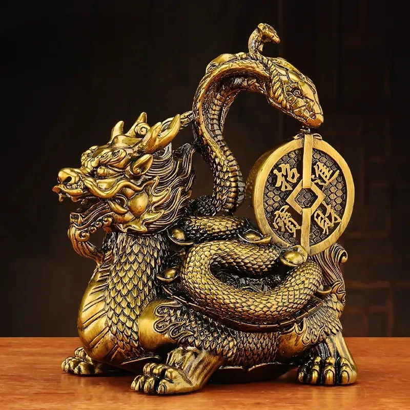 

Китайский Фэншуй Сюаньу Дракон Черепаха Божественный Зверь Орнамент Домашний Винный Шкаф Гостиная Комната Чжаокай Город Украшение Дома