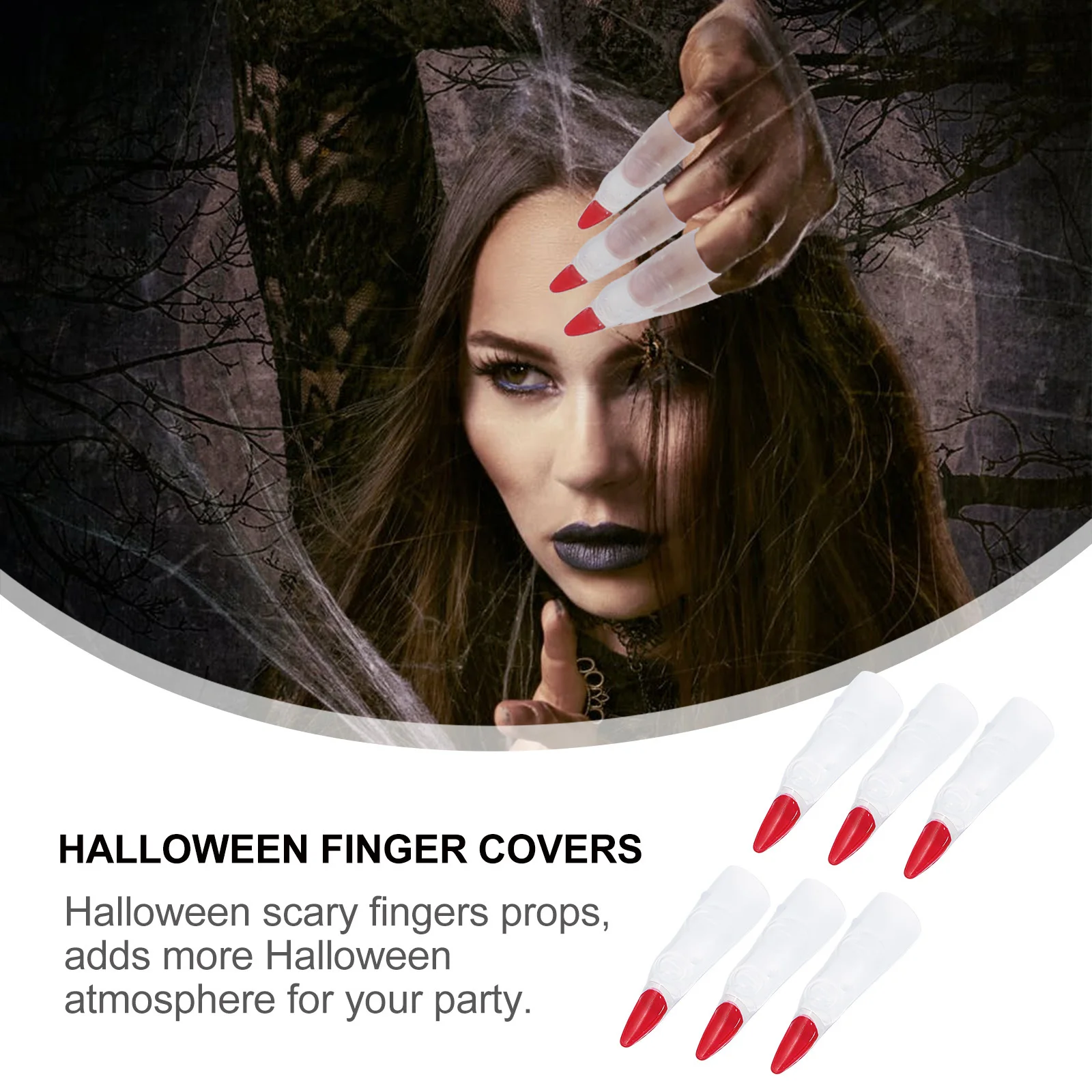 

24Pcs Halloween Fake Finger Covers Scary Finger Nail Props Long Nail Covers Cosplay Witch Fingers Party Halloween Prank Toys