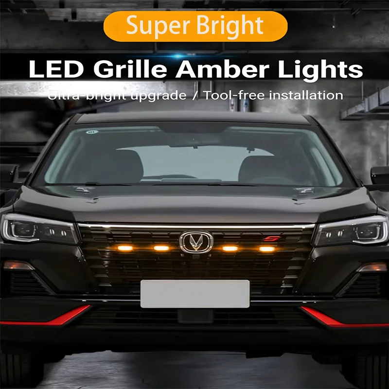 

4Pcs 6Pcs LED Grille Lights For Changan CS75 Plus CS55 CS35 Amber DRL Daytime Running Flash Fog Light Decorative Accessories