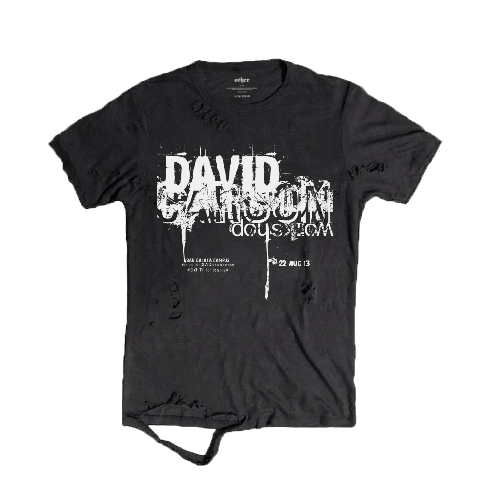 Retro Gothic Dark Style Weathered Hole Short Sleeve T-Shirt Subculture Millennium Wind Cotton Breathable round Neck Tee