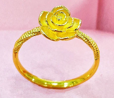 new arrival  24k pure gold flower rings 999 real gold rose ring  finger rings for wedding