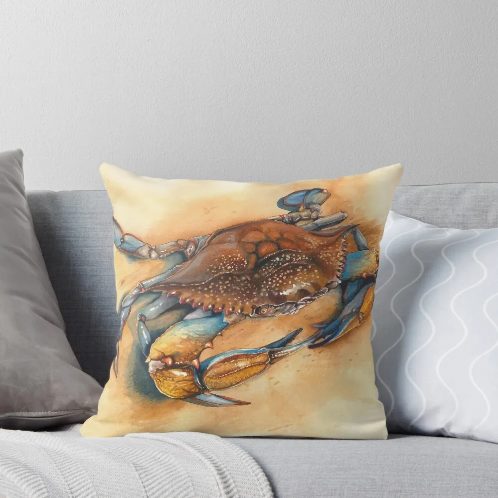 

Blue Crab Watercolor Throw Pillow pillow pillowcase Cushions Cover Cushion Covers For Living Room pillow