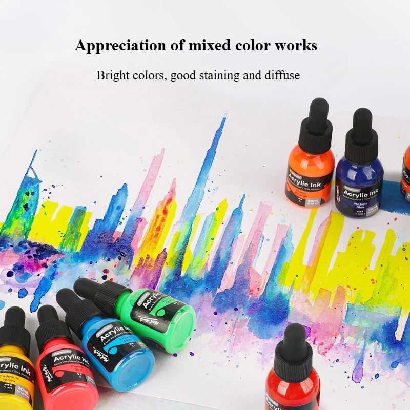6/12 Color 20ml Acrylic Ink Bright Colors Not Easy To Fade Stackable Colors for Painting Graffiti Handmade DIY Decoration view 5