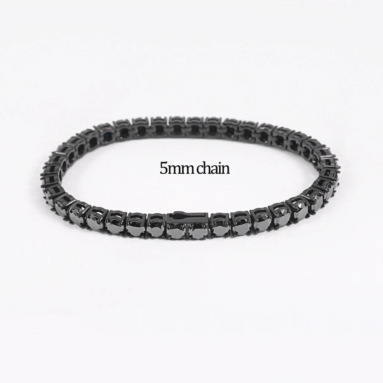 4-5mm Zwart VVS1 Moissanite Tennis Armband 316L Rvs Hiphop Mannen Sieraden Link Chain Armbanden Pass tester met Gra
