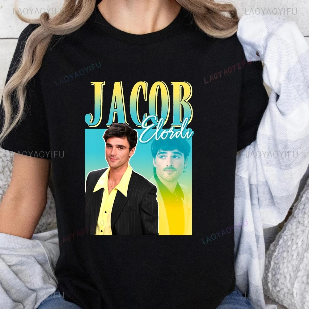 Jacob Elordi Printed T-shirt Top Jacob Elordi Neutral Trend Harajuku Short Sleeved Unisex Shirt Graphic Oversized T-shirt